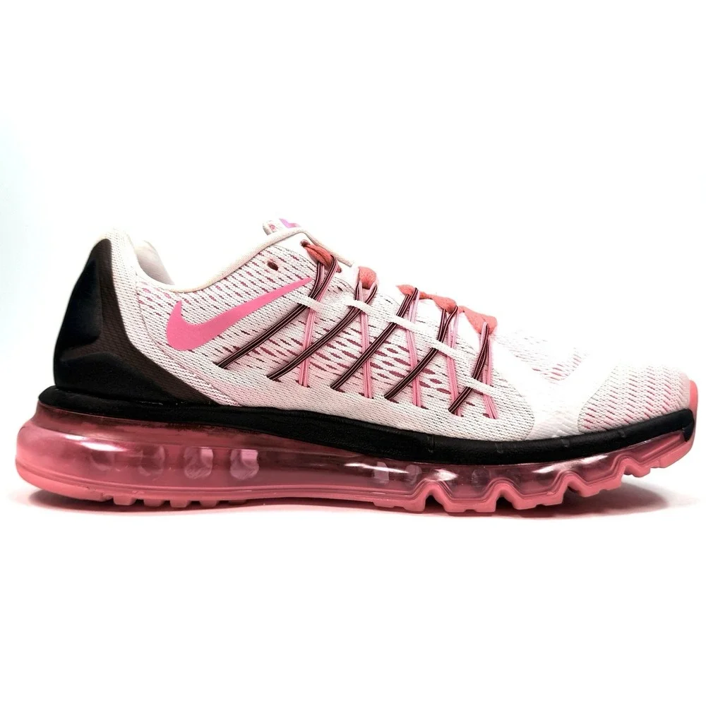 Nike Air Max 2015 Womens 10 White Pink Pow Black Running Shoes 698903-106